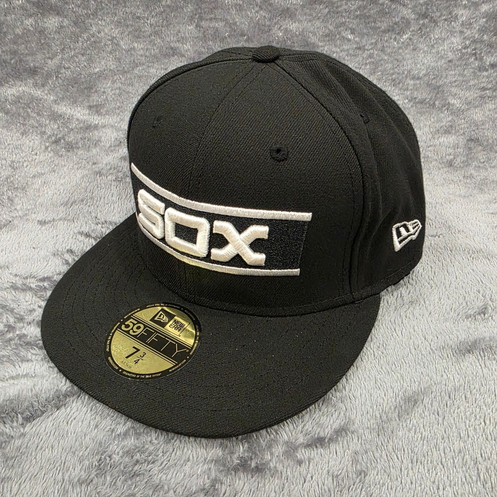 New Era 59FIFTY Chicago White Sox Cooperstown Fitted Hat Cap 7 3/4 Black